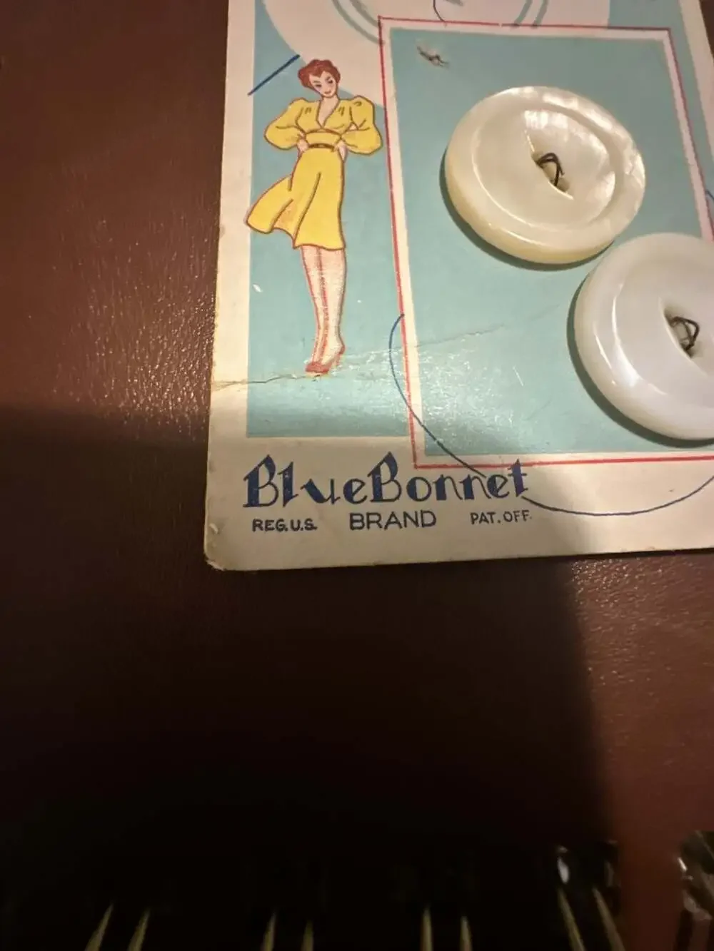 Vintage Blue Bonnet Brand Genuine Pearl Trimmings Buttons on Original Card